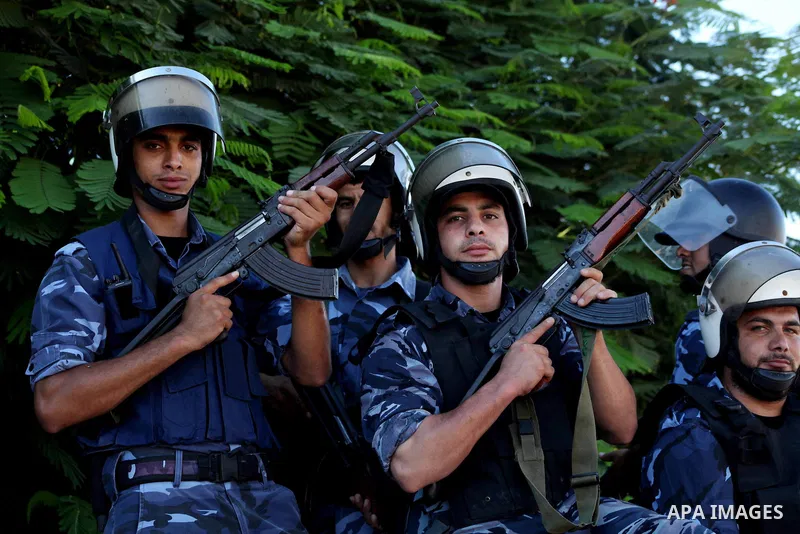 Members of Hamas security forces patrol in a street in Gaza City September 1, 2012. Photo by Ashraf Amra