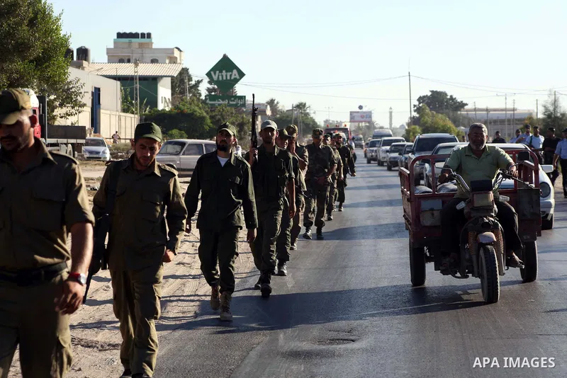 Members of Hamas security forces patrol in a street in Gaza City September 1, 2012. Photo by Ashraf Amra