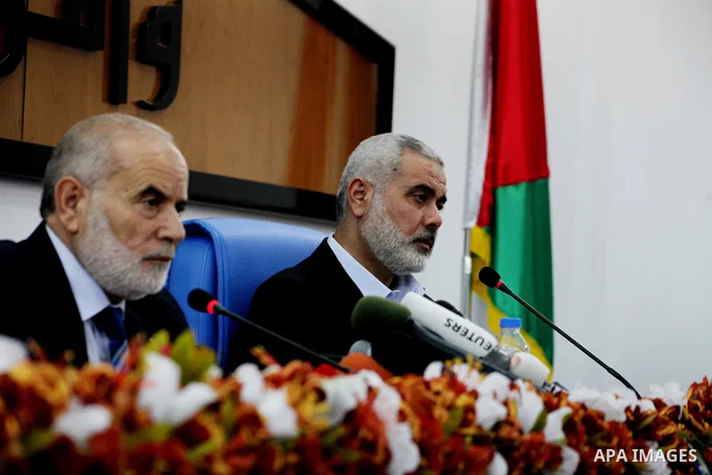 Ismail Haniya, the head of the Hamas government in the Gaza Strip, chairs a meeting members of the Palestinian Legislative Council in Gaza City on September 2, 2012. Haniya, announced a cabinet reshuffle, appointing seve...