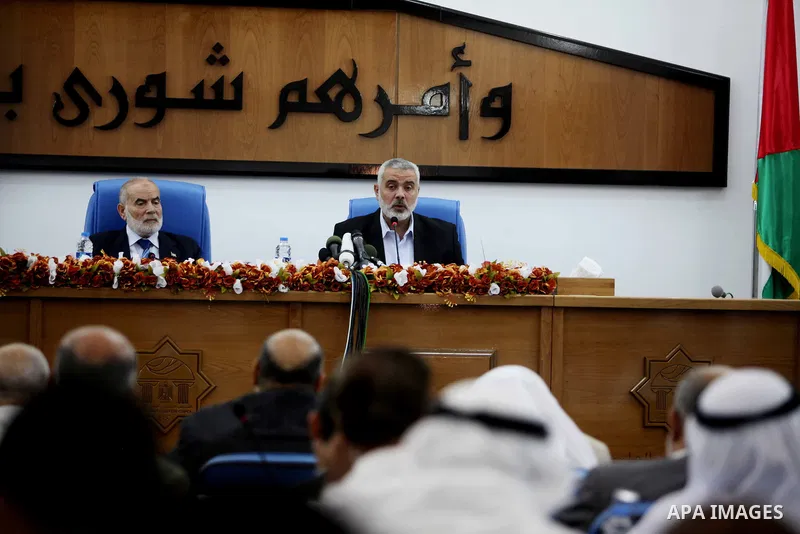 Ismail Haniya, the head of the Hamas government in the Gaza Strip, chairs a meeting members of the Palestinian Legislative Council in Gaza City on September 2, 2012. Haniya, announced a cabinet reshuffle, appointing seve...