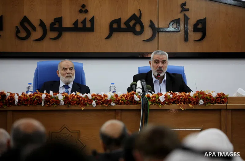 Ismail Haniya, the head of the Hamas government in the Gaza Strip, chairs a meeting members of the Palestinian Legislative Council in Gaza City on September 2, 2012. Haniya, announced a cabinet reshuffle, appointing seve...