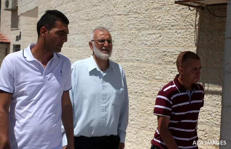 A Palestinian deputy in Legislative Council by the Department of Jerusalem, Mohammed Abu Teir, greet by family and relatives after his release from the Ofer military prison, in the West Bank city of Ramallah September 5,...