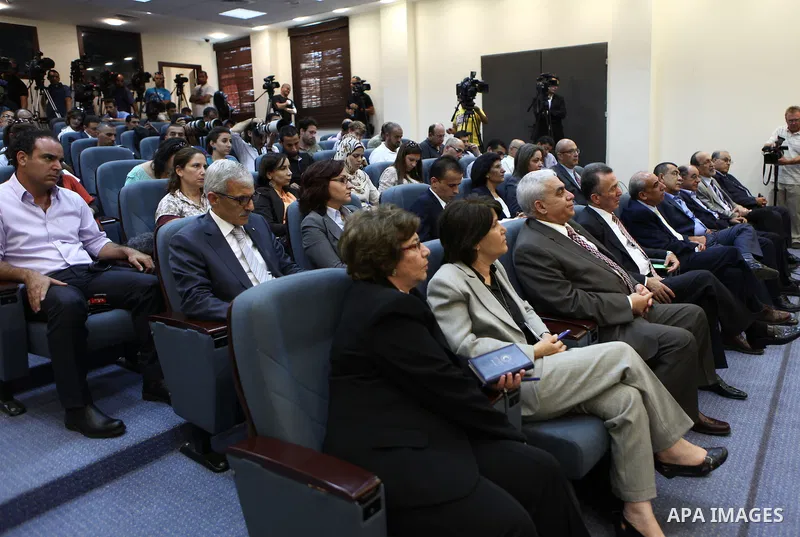 Palestinian Prime Minister, Salam Fayyad, speaks during conference press, in the West Bank city of Ramallah, on Sep. 11, 2012. Photo by Mustafa Abu Dayeh. Photo by Mustafa Abu Dayeh