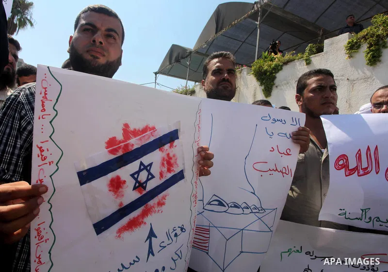 Palestinians protest against the movie, "Innocence of Muslims," in front of the Legislative Council in Gaza City, Sept. 13, 2012. Muslim anger over perceived Western insults to Islam has exploded several times, most rece...