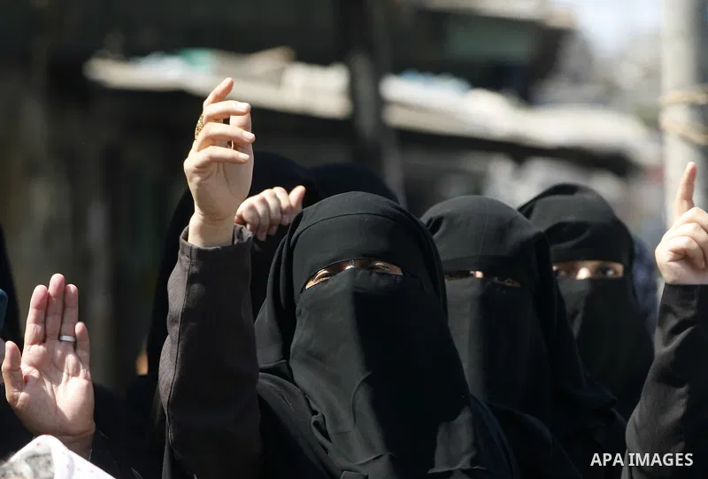 Palestinian women shout anti-US slogans during a demonstration against the controversial film 'Innocence of Muslims' in Rafah southern Gaza strip, on September 14, 2012. The controversial low budget film reportedly made...