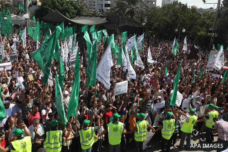 Palestinians shout anti-U.S. slogans during a demonstration against the controversial film 'Innocence of Muslims' in Gaza City, on September 14, 2012. The controversial low budget film reportedly made by an Israeli-Ameri...