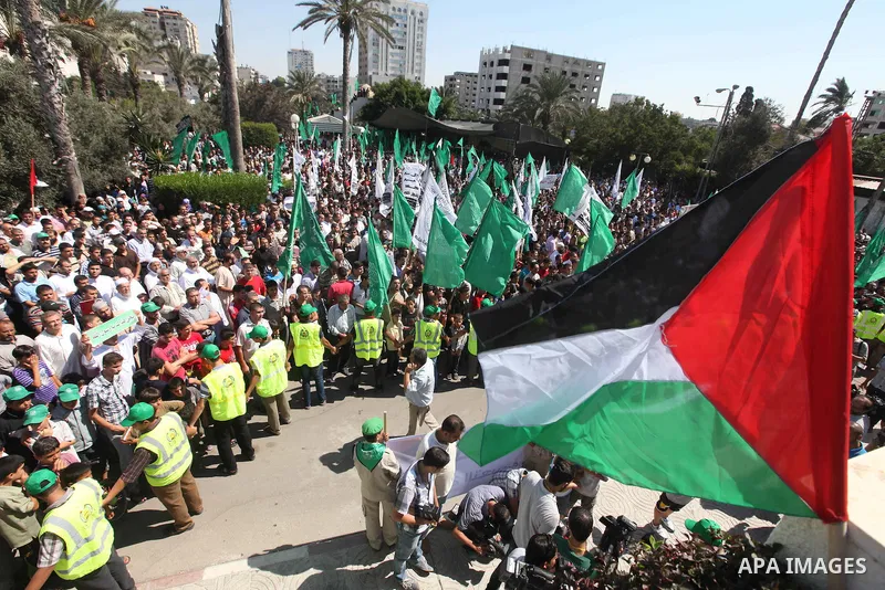 Palestinians shout anti-U.S. slogans during a demonstration against the controversial film 'Innocence of Muslims' in Gaza City, on September 14, 2012. The controversial low budget film reportedly made by an Israeli-Ameri...