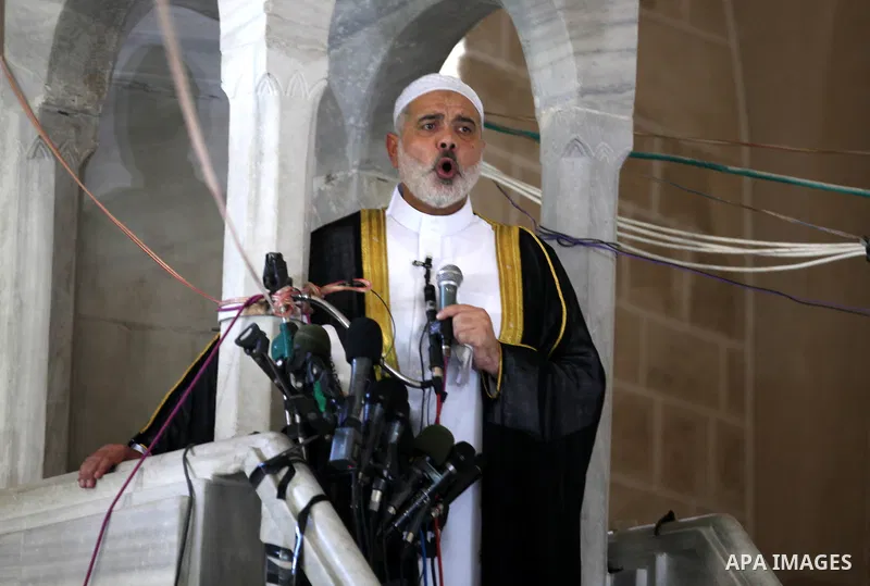 Palestinian Prime Minister in Gaza Ismail Hanyeh attend a Friday prayers before a demonstration against the controversial film 'Innocence of Muslims' in Gaza city, on September 14, 2012. The controversial low budget film...