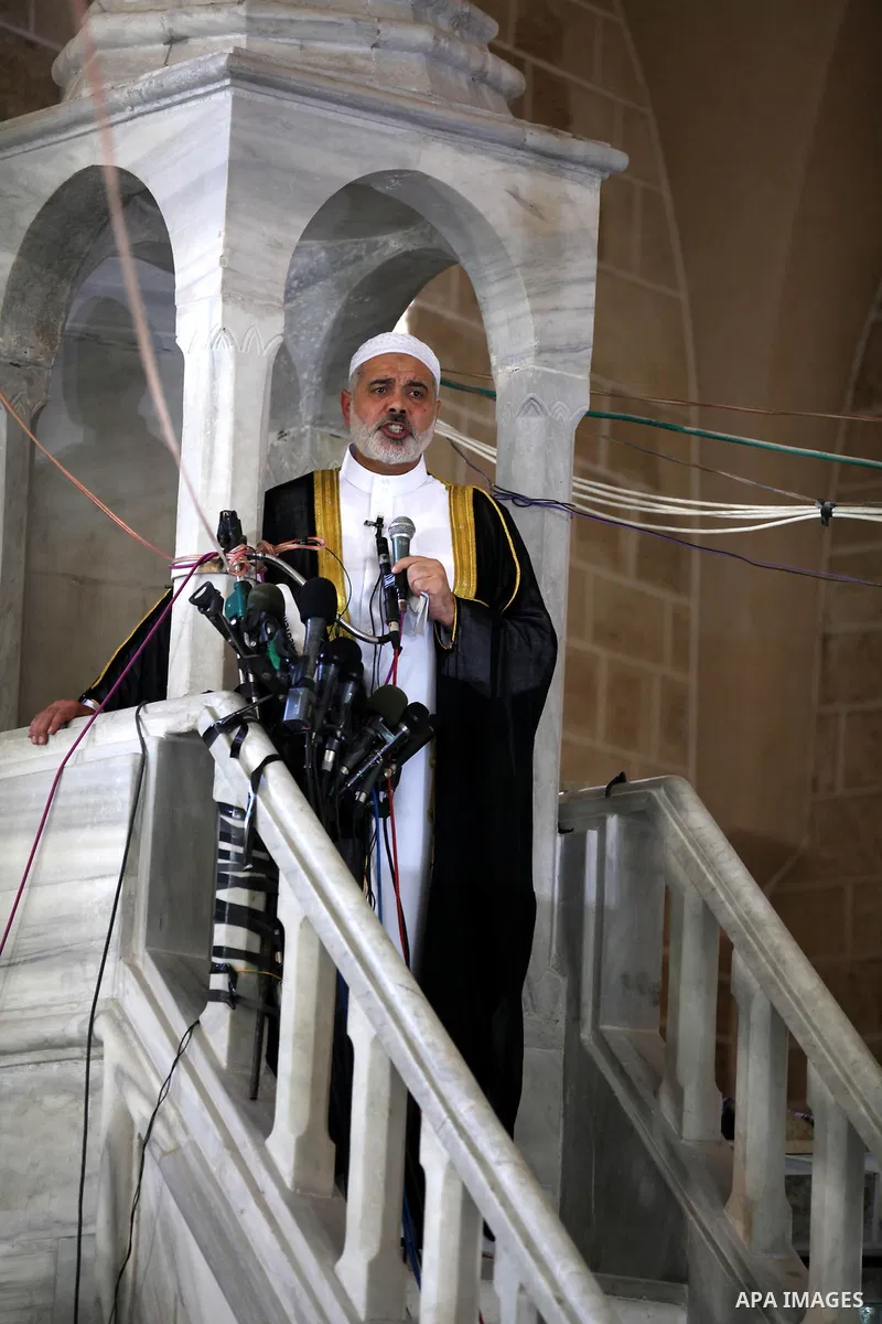 Palestinian Prime Minister in Gaza Ismail Hanyeh attend a Friday prayers before a demonstration against the controversial film 'Innocence of Muslims' in Gaza city, on September 14, 2012. The controversial low budget film...