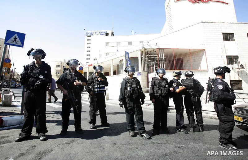 Israeli policemen repress a demonstration against the controversial film 'Innocence of Muslims' in front of al-Aqsa Mosqe in Jerusalem, on September 14, 2012. The controversial low budget film reportedly made by an Israe...