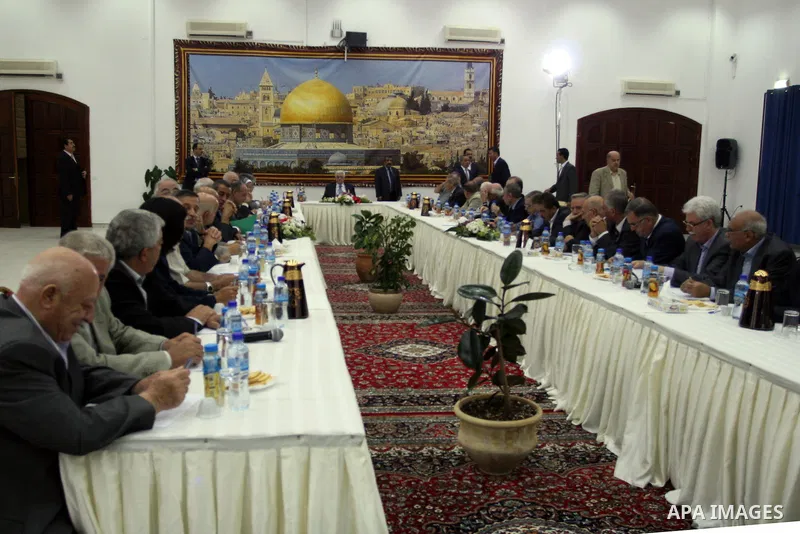 Palestinian President Mahmoud Abbas (Abu Mazen) meets with of the Palestinian leadership, in the West Bank city of Ramallah, on Sep. 15, 2012. Photo by Issam Rimawi