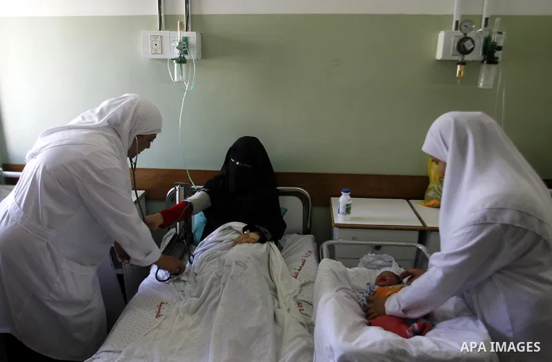 Palestinian nurses training during the project "safe delivery" at Emirates Hospital in Rafah in Gaza Strip on Sep.17, 2012. Photo by Eyad Al Baba