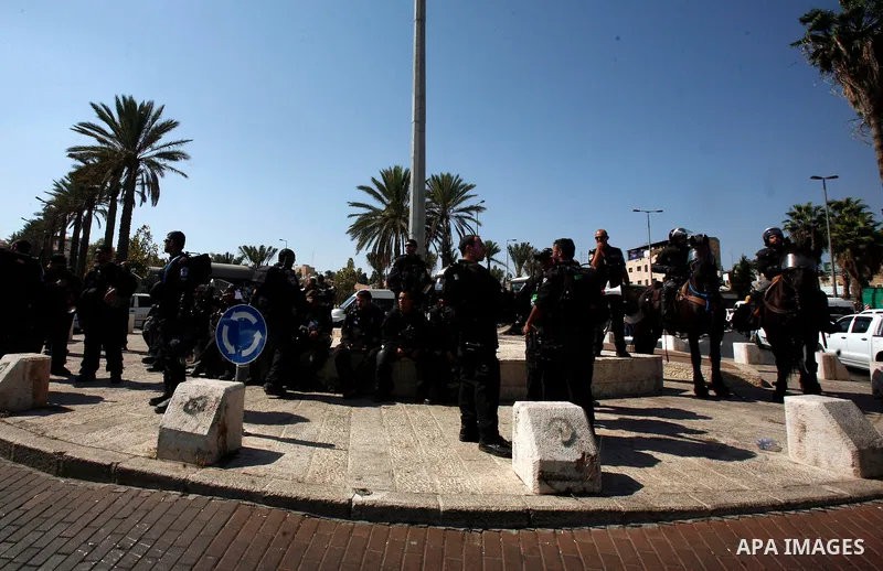 Israeli police officers deployment at al-Aqsa compound during a protest against an anti-Islam movie made in the U.S. and French cartoons said to insult the Prophet Muhammad in Jerusalem's Old City, Sept. 21, 2012. Photo...