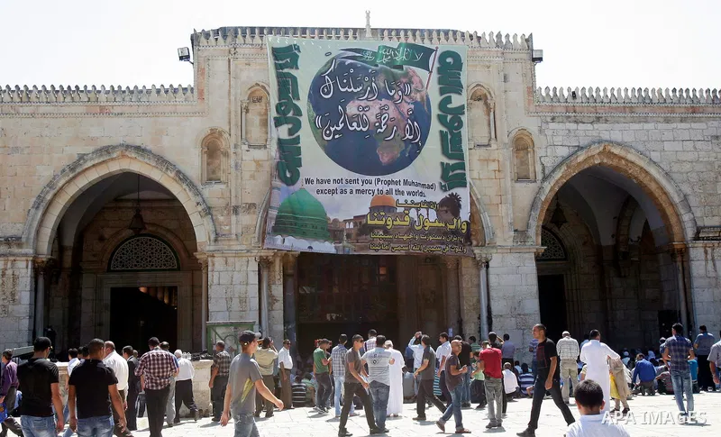 Palestinians attend Friday prayers in the al-Aqsa Mosque in Jerusalem's Old City, Sept. 21, 2012. Photo by Mahfouz Abu Turk