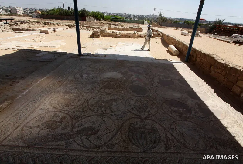A picture shows the archaeological site of the Saint Hilarion monastery in Deir al-Balah, central Gaza Strip, on September 24, 2012. The French government is financing the restoration of the archaeological site which dat...