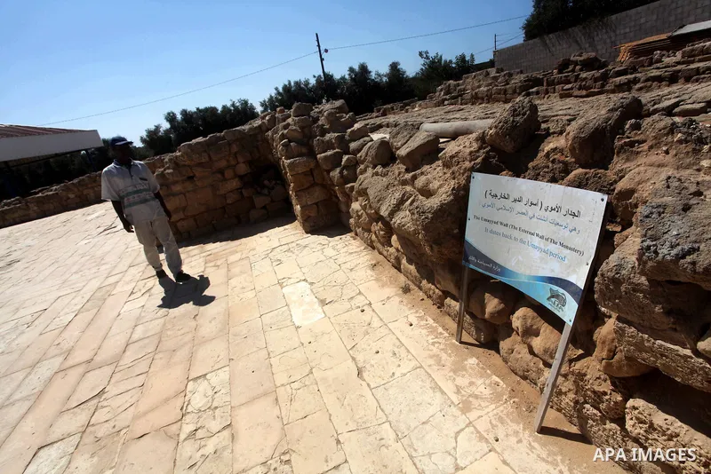 A picture shows the archaeological site of the Saint Hilarion monastery in Deir al-Balah, central Gaza Strip, on September 24, 2012. The French government is financing the restoration of the archaeological site which dat...