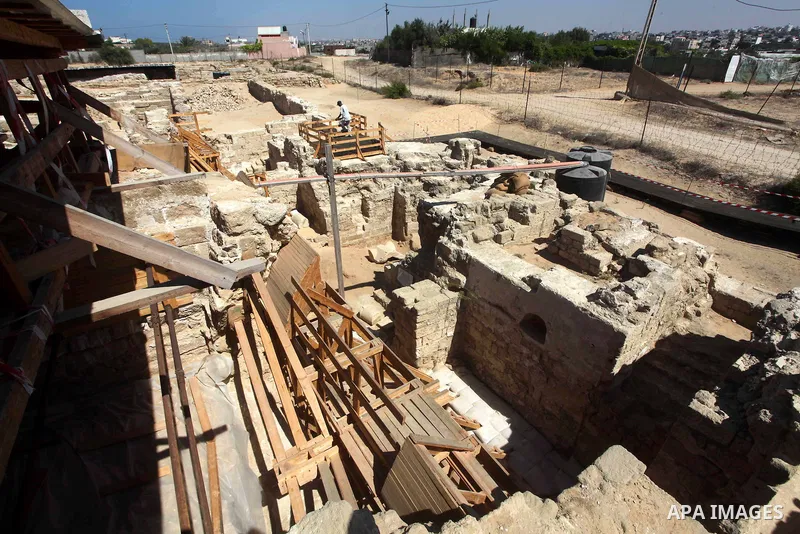 A picture shows the archaeological site of the Saint Hilarion monastery in Deir al-Balah, central Gaza Strip, on September 24, 2012. The French government is financing the restoration of the archaeological site which dat...