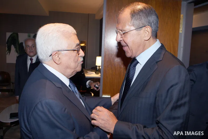Palestinian President Mahmoud Abbas (Abu Mazen) meets with Russian Foreign Minister Lavrov, on Sept. 25, 2012. Photo by Thaer Ganaim