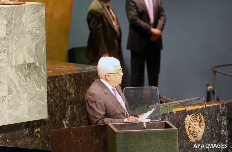 Palestinian President Mahmoud Abbas speaks during the 67th session of the United Nations General Assembly on September 27, 2012 at UN headquarters in New York. Photo by Thaer Ganaim