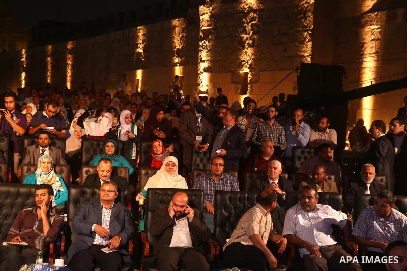Palestinian Hamas leader Khaled Meshaal, attends ceremony of Al Fateh Al Salahi in Salah Al dein Citadel under the auspices of the Egyptian Ministry of Culture, in Cairo, on Oct. 03, 2012. Photo by Ashraf Amra