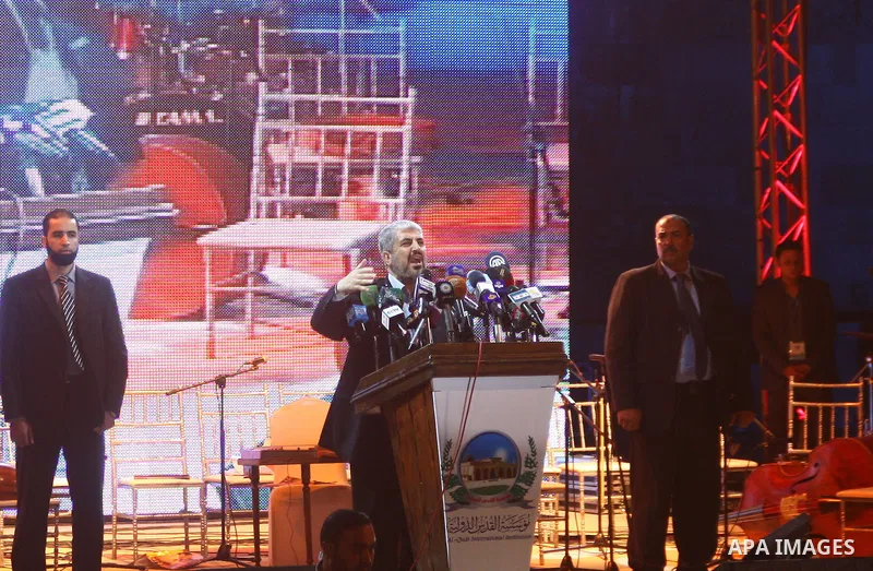 Palestinian Hamas leader Khaled Meshaal, speaks ceremony of Al Fateh Al Salahi in Salah Al dein Citadel under the auspices of the Egyptian Ministry of Culture, in Cairo, on Oct. 03, 2012. Photo by Ashraf Amra