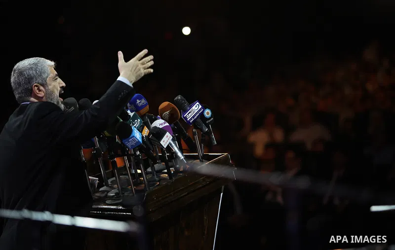 Palestinian Hamas leader Khaled Meshaal, speaks ceremony of Al Fateh Al Salahi in Salah Al dein Citadel under the auspices of the Egyptian Ministry of Culture, in Cairo, on Oct. 03, 2012. Photo by Mohammed Al lHams