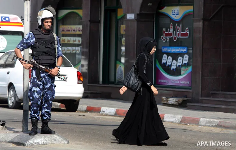 Palestinian security agencies of the Ministry of Interior Security, stand during maneuver to measure the ability of members of the security field settings in the event of any emergency, in Gaza City, on Oct. 06, 2012. Ph...