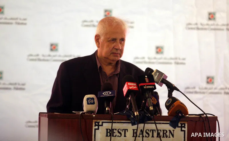 Hanna Nasir, Chairman of the Palestinian Central Elections Commission (CEC), during a press conference in the West Bank town of Ramallah, on October 6, 2012 .The elections, scheduled to be held on 20 October 2012. Photo...