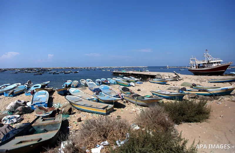A general view for Gaza seaport during the preparation to receive the ship Estelle which coming from naples, in Gaza city on October 07, 2012. The Estelle, the latest ship to try to break Israel's blockade on Gaza as par...