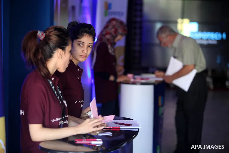 Palestinians participate in an Palestine's Technology Week "Expotech" in Gaza city on Oct. 09, 2012. Photo by Majdi Fathi