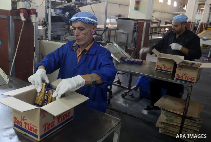 Palestinian workers quality control biscuits at the al-Awda factory in Deir al-Balah, in the central Gaza strip, on October 10, 2012. The World Food Program (WFP) will export the biscuits to United Nation run schools in...