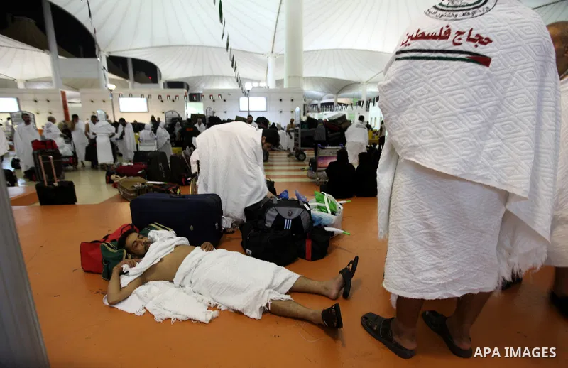 Palestinian Muslim pilgrims arrive at the King Abdulaziz international airport as they prepare to go for their pilgrimage to Mecca, Oct. 12,2012. The event is held in preparation for carrying out the five pillars of Isla...
