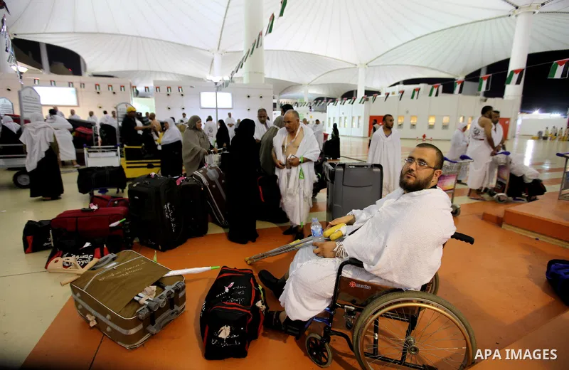 Palestinian Muslim pilgrims arrive at the King Abdulaziz international airport as they prepare to go for their pilgrimage to Mecca, Oct. 12,2012. The event is held in preparation for carrying out the five pillars of Isla...