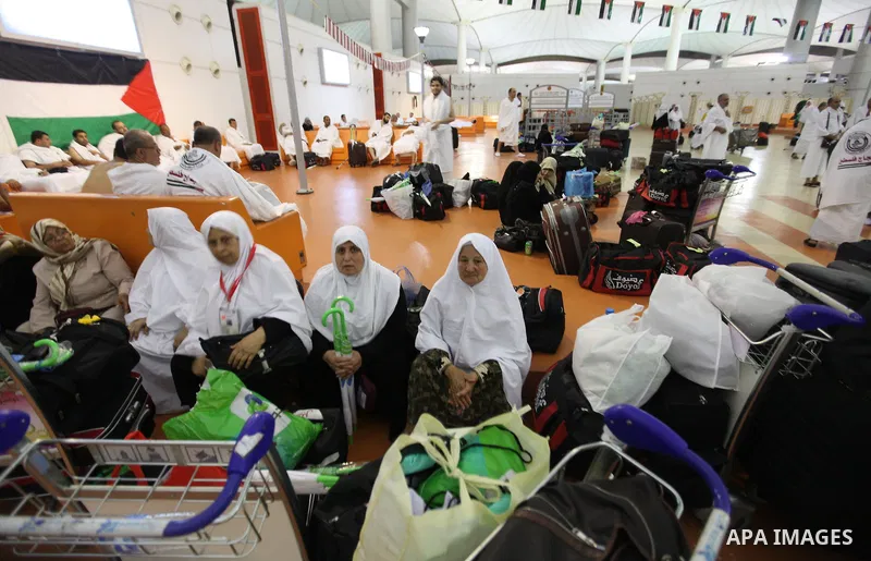 Palestinian Muslim pilgrims arrive at the King Abdulaziz international airport as they prepare to go for their pilgrimage to Mecca, Oct. 12,2012. The event is held in preparation for carrying out the five pillars of Isla...