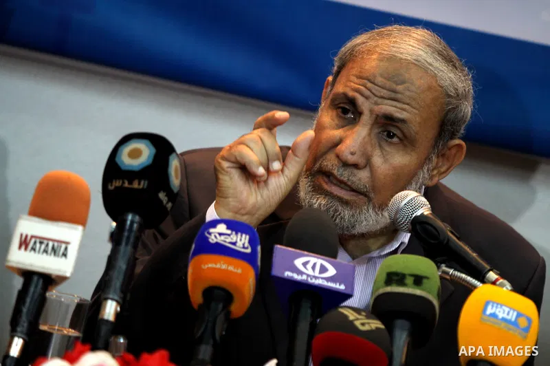 Leader in Hamas movement Mahmoud Al Zahar speaks during symposium , in Gaza city on Oct. 13, 2012. Photo by Naaman Omar