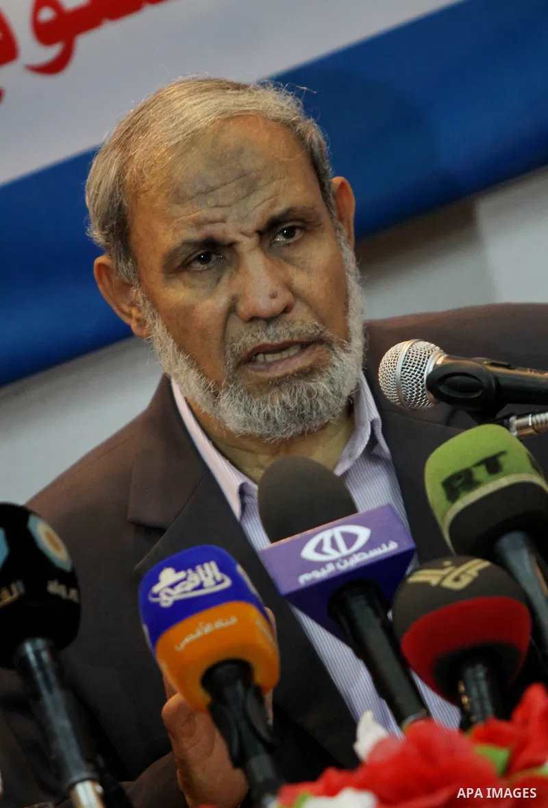 Leader in Hamas movement Mahmoud Al Zahar speaks during symposium , in Gaza city on Oct. 13, 2012. Photo by Naaman Omar