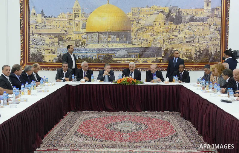 Palestinian President Mahmoud Abbas (Abu Mazen) meets with a delegation from the Israeli Dignitaries, in the West Bank city of Ramalah, Oct. 14, 2012. Photo by Thaer Ganaim