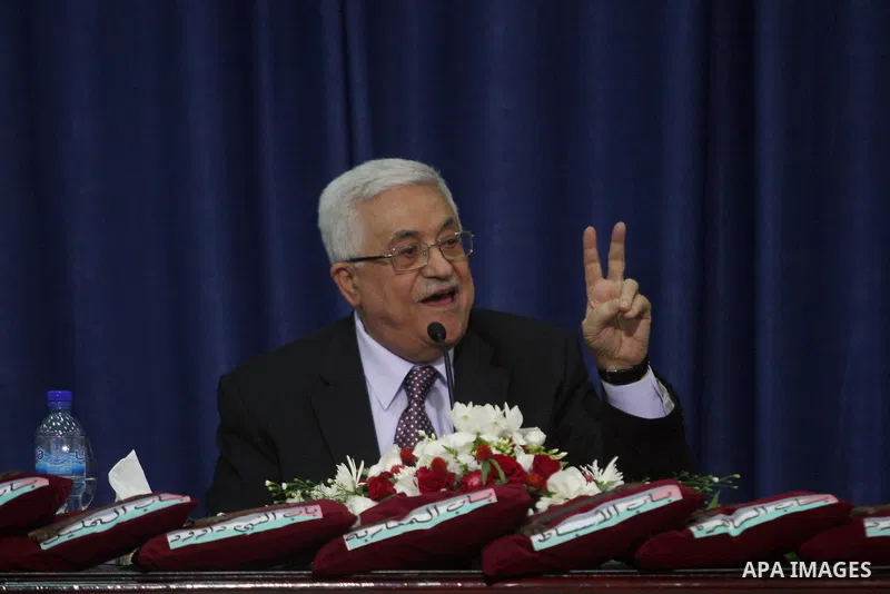 Palestinian leader Mahmoud Abbas speaks in the West Bank city of Ramallah after he was given the keys to Jerusalem by families living in the holy city on October 13, 2012. Photo by Issam Rimawi