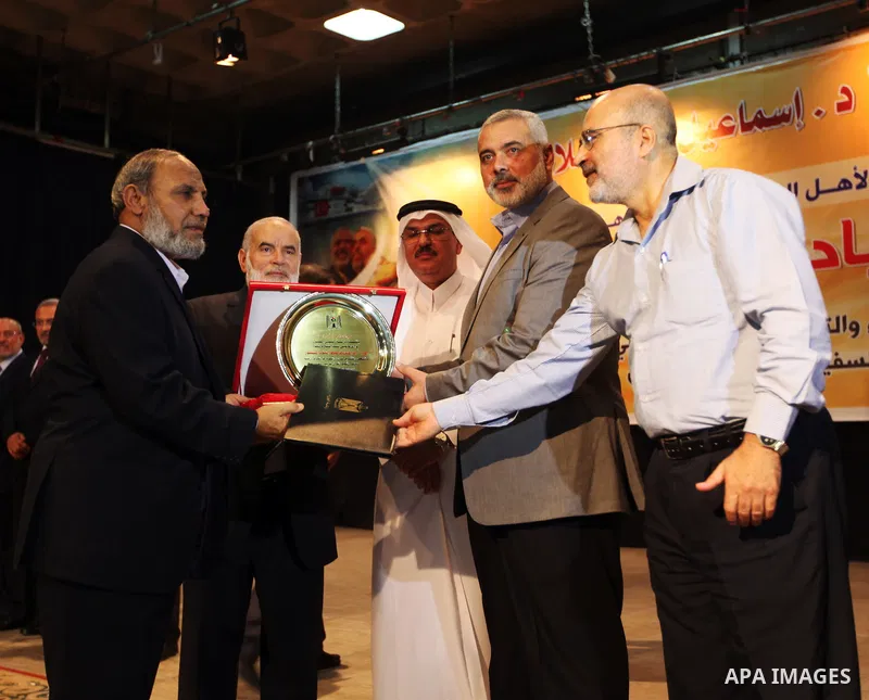 Palestinian Prime Minister in Gaza stip Ismail Haniyeh honors members of Gaza Government during a honoring ceremony in Gaza City on oct. 16, 2012. Photo by Office of the Prime Minister's Media