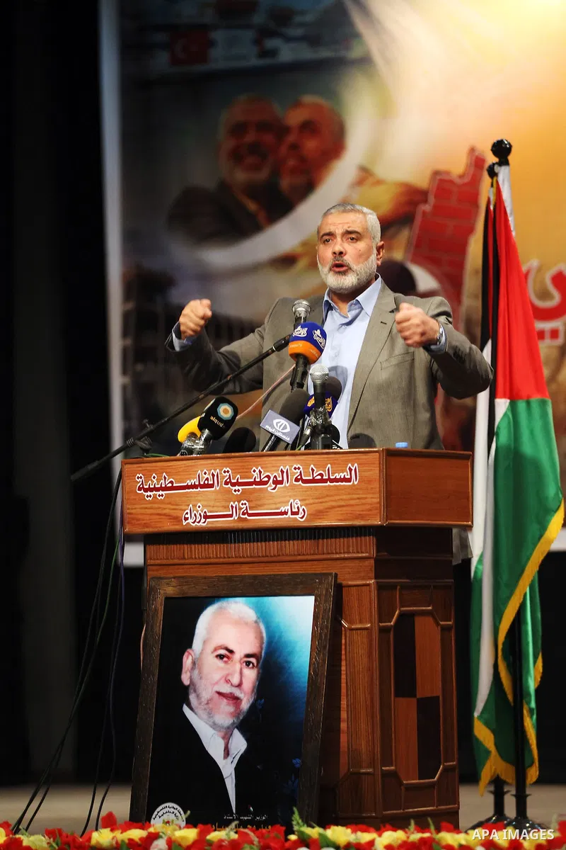 Palestinian Prime Minister in Gaza stip Ismail Haniyeh speaks during a ceremony to honor members of Gaza Government, in Gaza City on oct. 16, 2012 . Photo by Office of the Prime Minister's Media