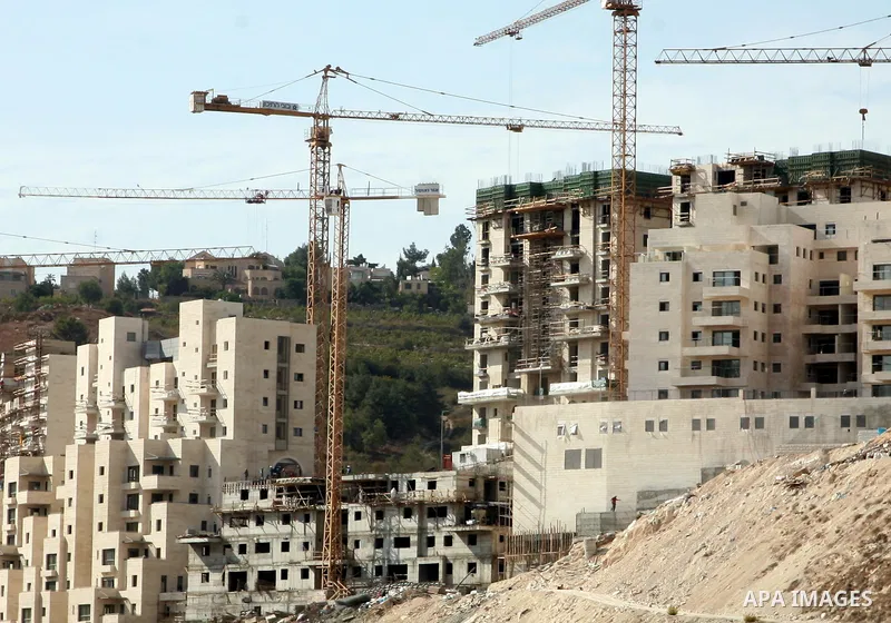 A part of work in Jewish settlement of Harmoun Hanatsave near the Arab neighbourhood of Ras al-Amud in Jerusalem on Oct. 18,2012. Israeli government continue building Harmoun Hanatsave on the Arab villages of Jabal al-Mu...