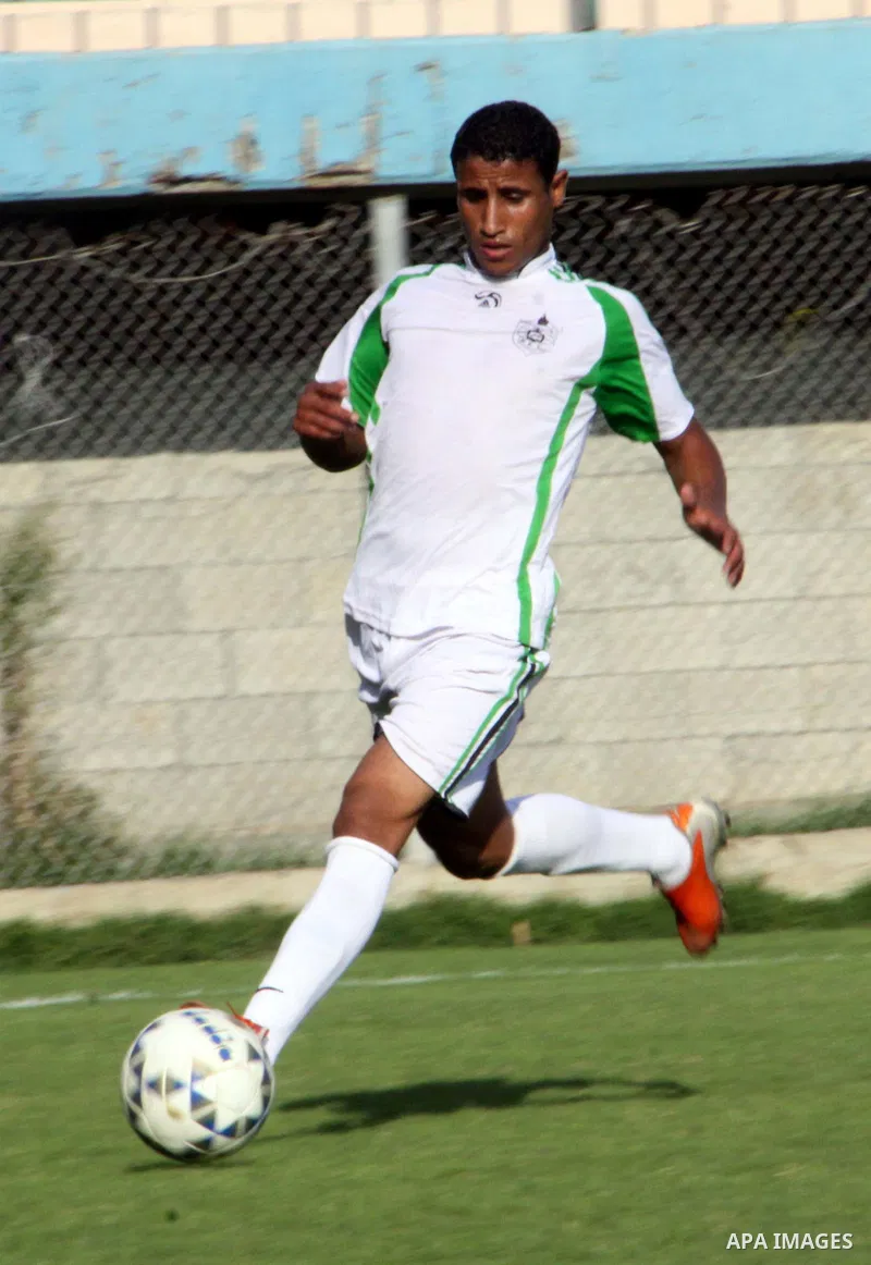 Palestinian soccer team of Shijaia and team of Rafah services, play during Match Clasico in Gaza city on Oct. 19, 2012. Photo by Alaa Shamaly