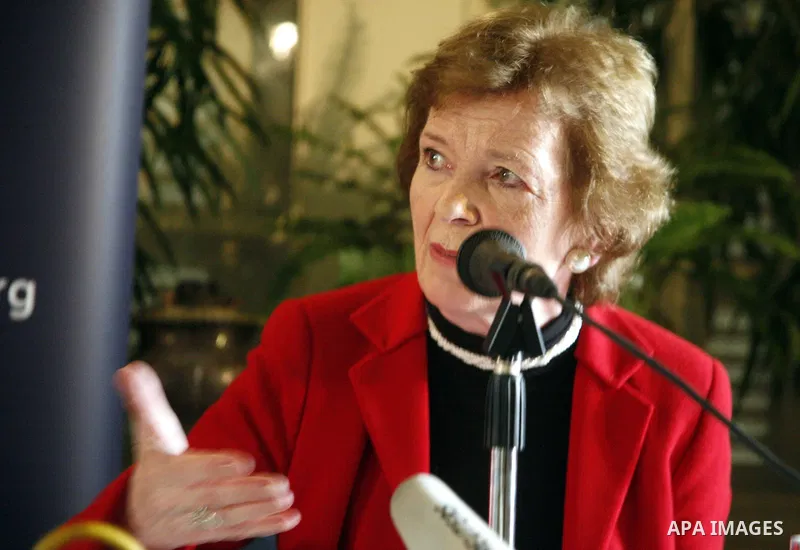 The first female President of Ireland and former United Nations High Commissioner for Human Rights Mary Robinson speaks during a press conference after the results of Palestinian local government elections, in Jerusalem...