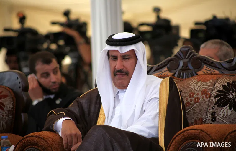 Qatar prime minister, Hamad bin Jaseem al-Thani attends the opening ceremony for housing project in the southern Gaza Strip town of Khan Yunis, October 23, 2012. The Emir of Qatar entered the Gaza Strip on Tuesday for a...