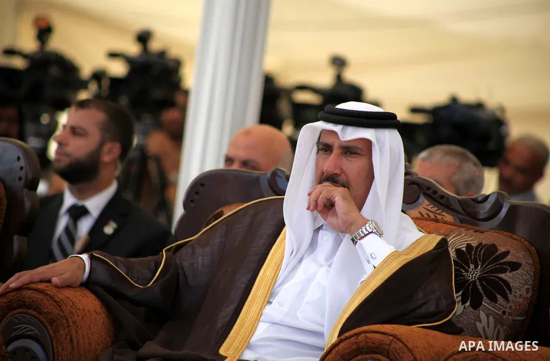 Qatar prime minister, Hamad bin Jaseem al-Thani attends the opening ceremony for housing project in the southern Gaza Strip town of Khan Yunis, October 23, 2012. The Emir of Qatar entered the Gaza Strip on Tuesday for a...