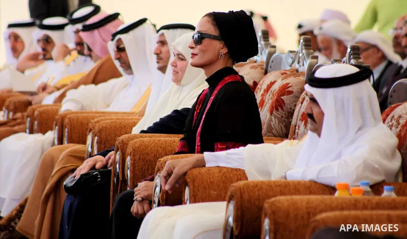 The Emir of Qatar Sheikh Hamad bin Khalifa al-Thani and his wife Sheikha Mozah bint Nasser al-Missned attend cornerstone laying ceremony for Hamad, a new residential neighbourhood in Khan Younis in the southern Gaza Stri...