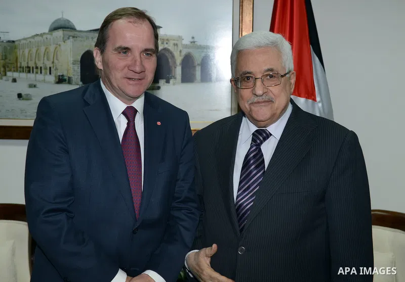 Palestinian President Mahamoud Abbas meets with Chairman of the Swedish Socialist Party in Palestinian Authority headquarter in the west bank city of Ramallah on Oct. 29, 2012. Photo by Thaer Ganaim