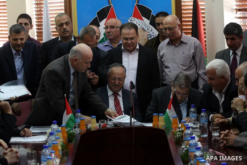 Nablus mayor Ghassan Shakaa during a ceremony for receives the career duties in the West Bank city of Nablus, on Nov. 03, 11, 2012. Photo by Nedal Eshtayah