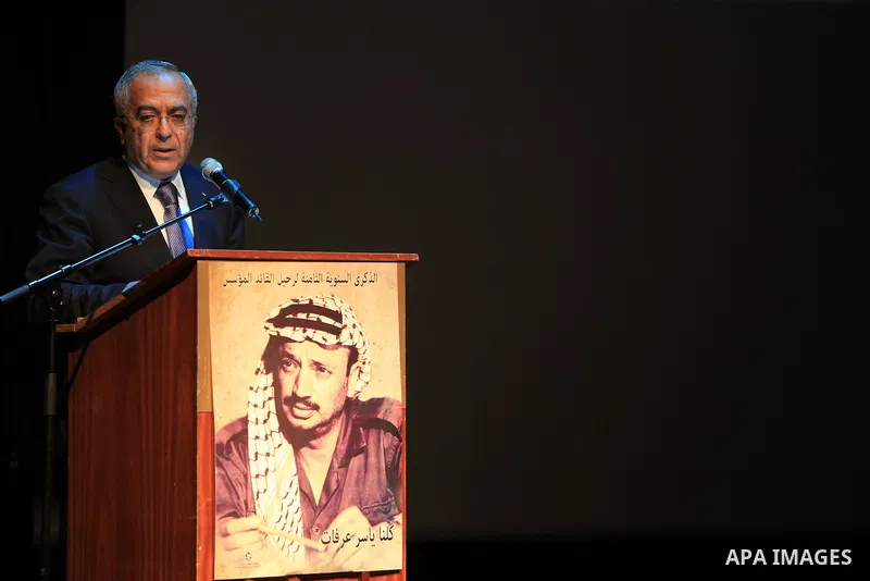 Palestinian Prime Minister Salam Fayyad, speaks during the ceremony in the Eighth anniversary of the departure of the founding leader Palestinian leader Yasser Arafat", in the West Bank city of Ramallah, on Nov. 10, 2012...
