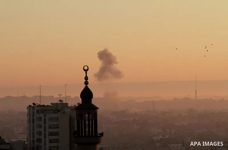 Smoke rises after an Israeli air strike in Gaza city Nov. 15, 2012. The Israeli air force continued striking Hamas targets in the Gaza Strip on Wednesday, after killing 10 people, including al-Jaabari and at least five c...